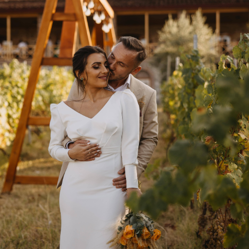 Destination vineyard wedding in Kakheti Georgia surrounded by rolling vineyards