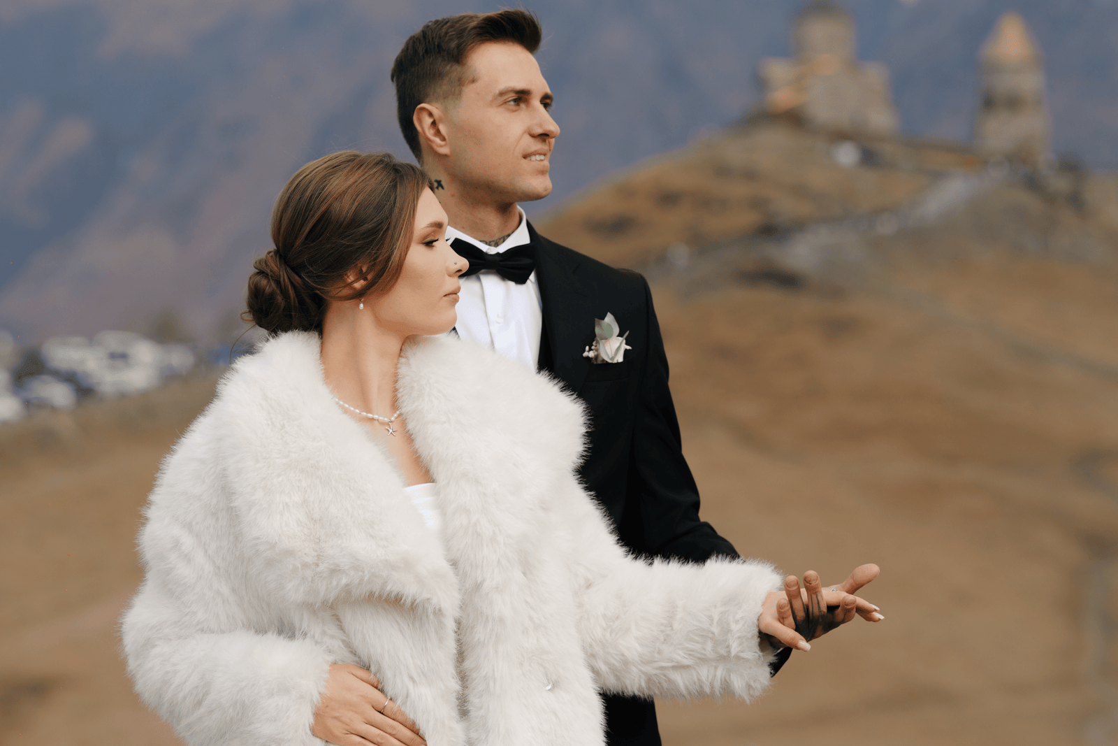 Destination mountain wedding in Kazbegi Georgia with breathtaking Caucasus views